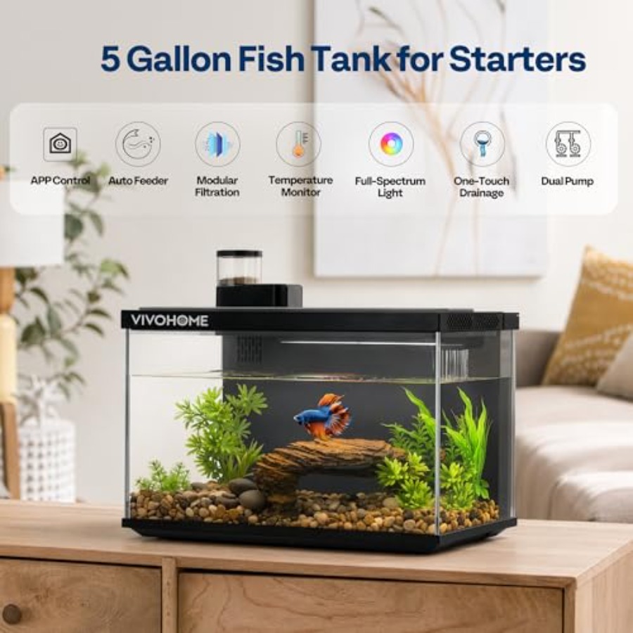 5 Gallon Smart Fish Tank with  - Aquarium Fish Feeder のレビューと価格