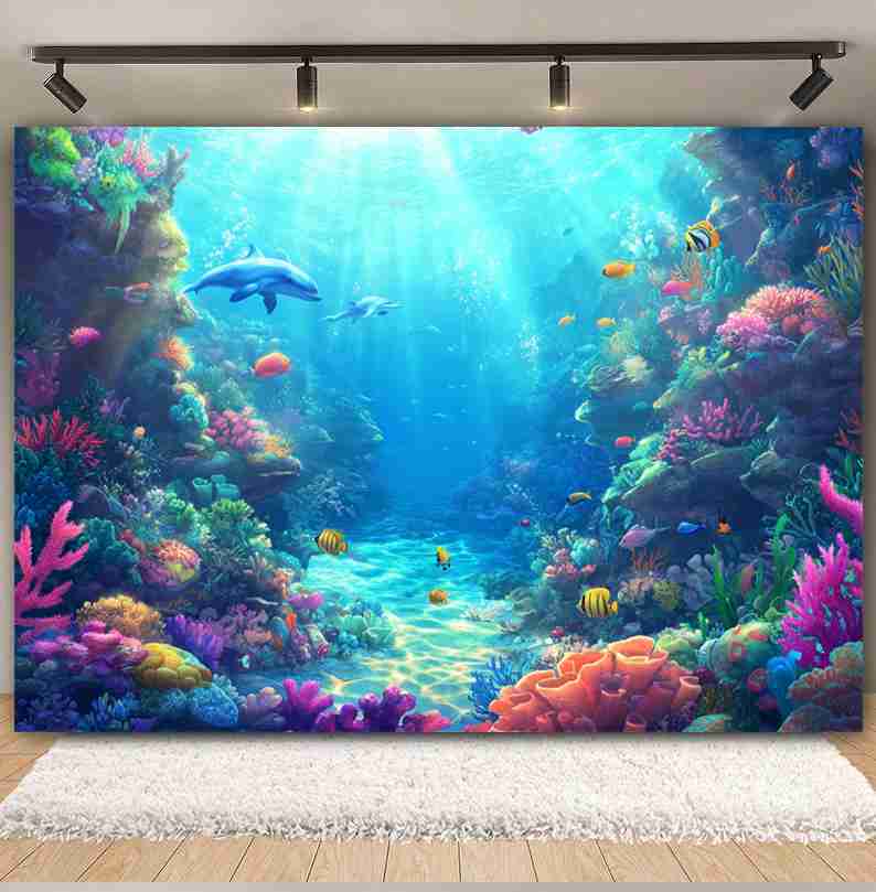 Underwater World Background  F - Aquarium Fish Dolphin のレビューと価格