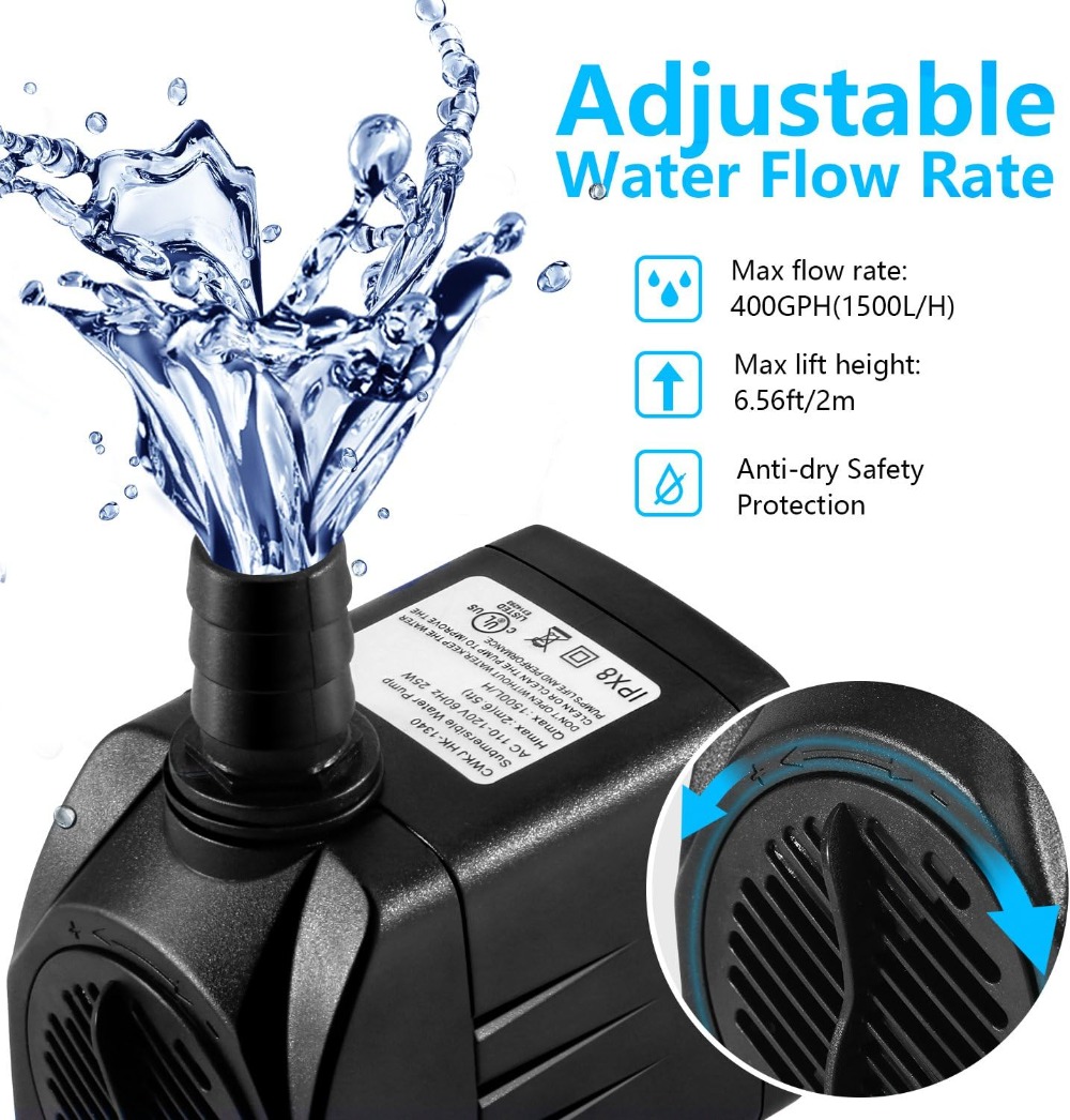 400GPH Submersible Fountain Pu - Aquarium Fish In Pond のレビューと価格